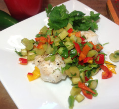White Fish with Rhubarb Salsa