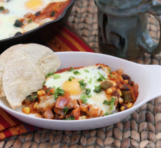Chipotle Huevos Rancheros with Corn and Black Beans