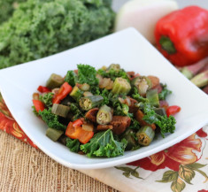 Sausage, Kale and Okra Saute