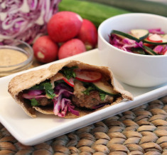 Lamb Pitas with Garlic Sauce