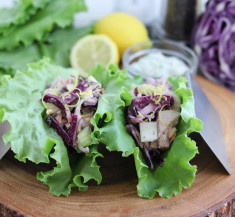 Tuna Lettuce Wraps with Horseradish Dressing