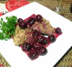 Pecan Chicken with Cherries & Goat Cheese