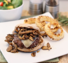 Rosemary Swiss Burgers with Mushroom Sauce