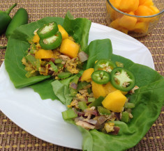 Tuna Lettuce Wraps with Mango and Jalapeno