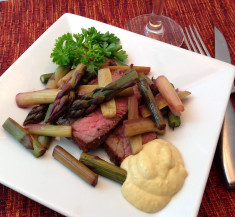 Beef Tenderloin with Rhubarb and Asparagus