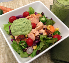 Salmon Taco Salad with Avocado Chimichurri