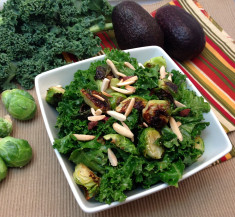 Brussels Sprouts and Kale Salad with Avocado Dressing