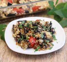 Eggplant and Tomato with Almond Crumble