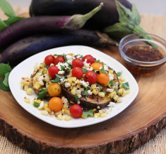 Crispy Eggplant and Corn with Chile Oil