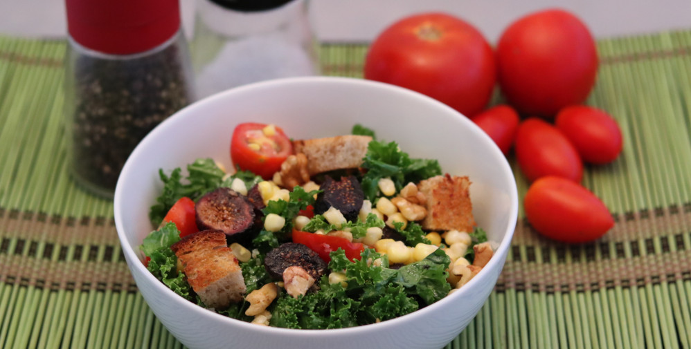 Panzanella Kale Salad with Corn and Figs