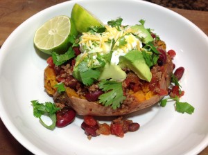Loaded Sweet Potato with Mexican Chili-Get-Real-Wichita-Kansas
