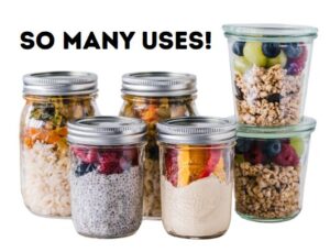 Different uses for mason jars including the text "So Many Uses!"