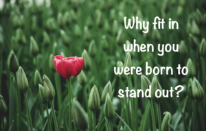A photo with the quote "Why fit in when you were born to stand out?"