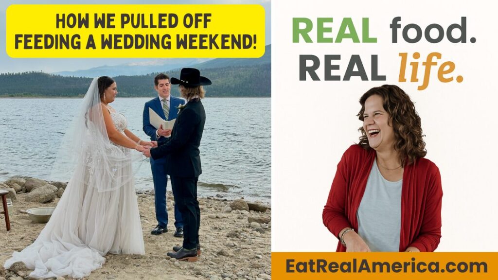 Photo of our daughter's wedding with the caption "how we pulled off feeding a wedding weekend!"