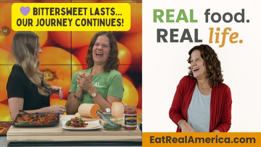 Photo of Krista on Good Morning KAKEland with the caption "Bittersweet Lasts...Our Journey Continues!"