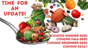 Image showing a variety of REAL foods with the caption "TIME FOR AN UPDATE!" and another caption showing the missed dietary guidelines release dates of Summer 2025, Fall 2025, December 2025, and the newly announced date of 2026.